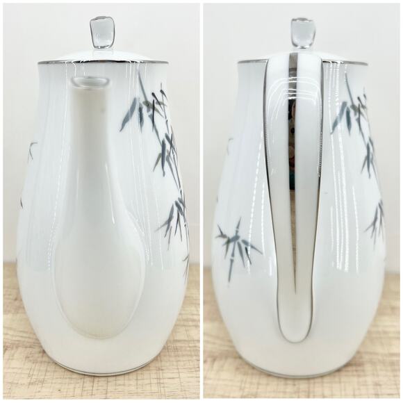 Noritake VINTAGE 50s Japanese Porcelain Bamboo Coffee Pot Handpainted Bamboo B12 - Picture 6 of 12